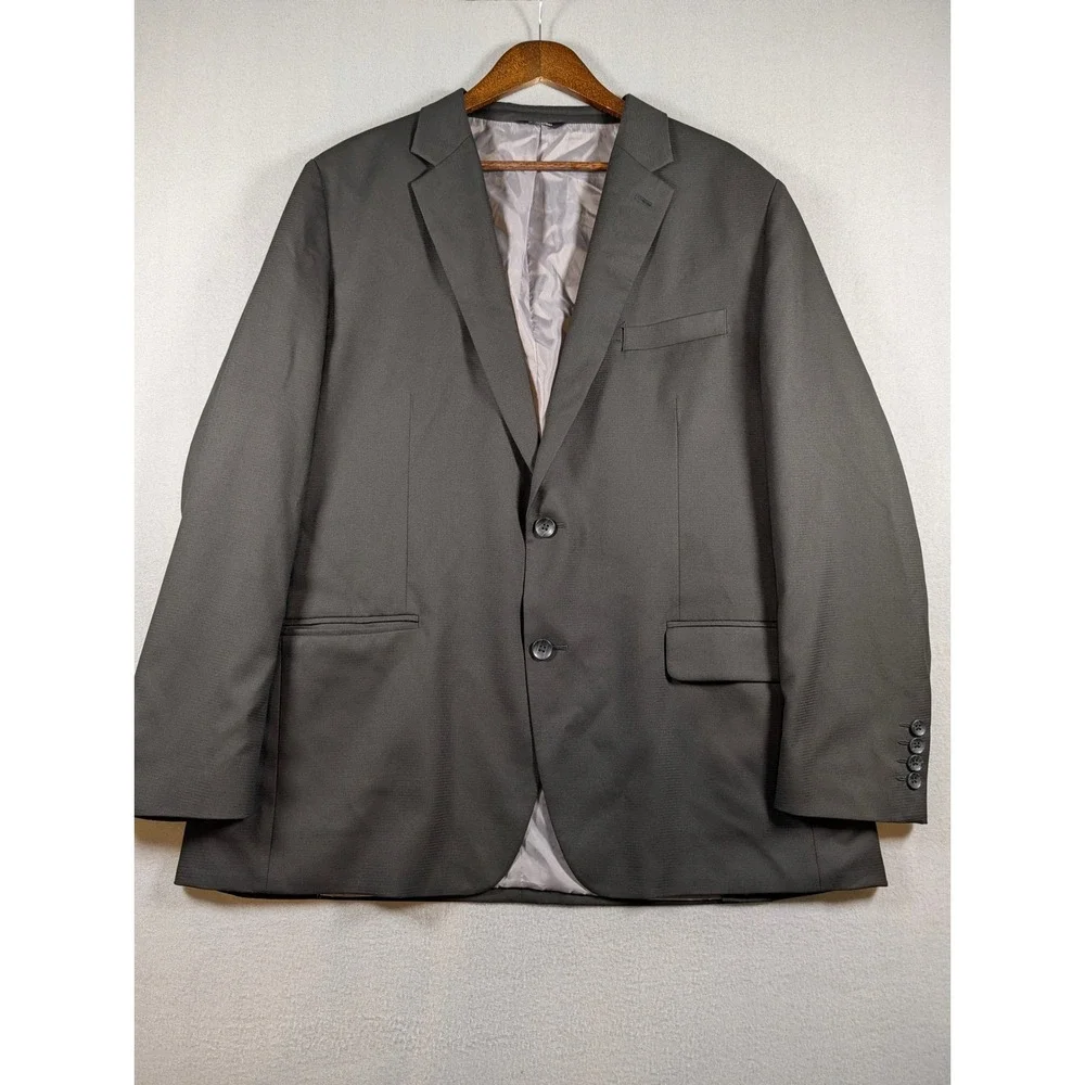 Haggar H26 Mens Tailored Fit Blazer Dark Charcoal Grey Two Button Sport Coat 48R